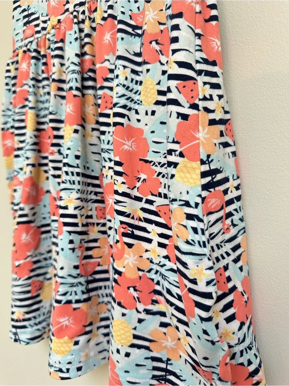 Picapino Girls Tropical Sleeveless Dress Size 5 Hibiscus Pineapple Print